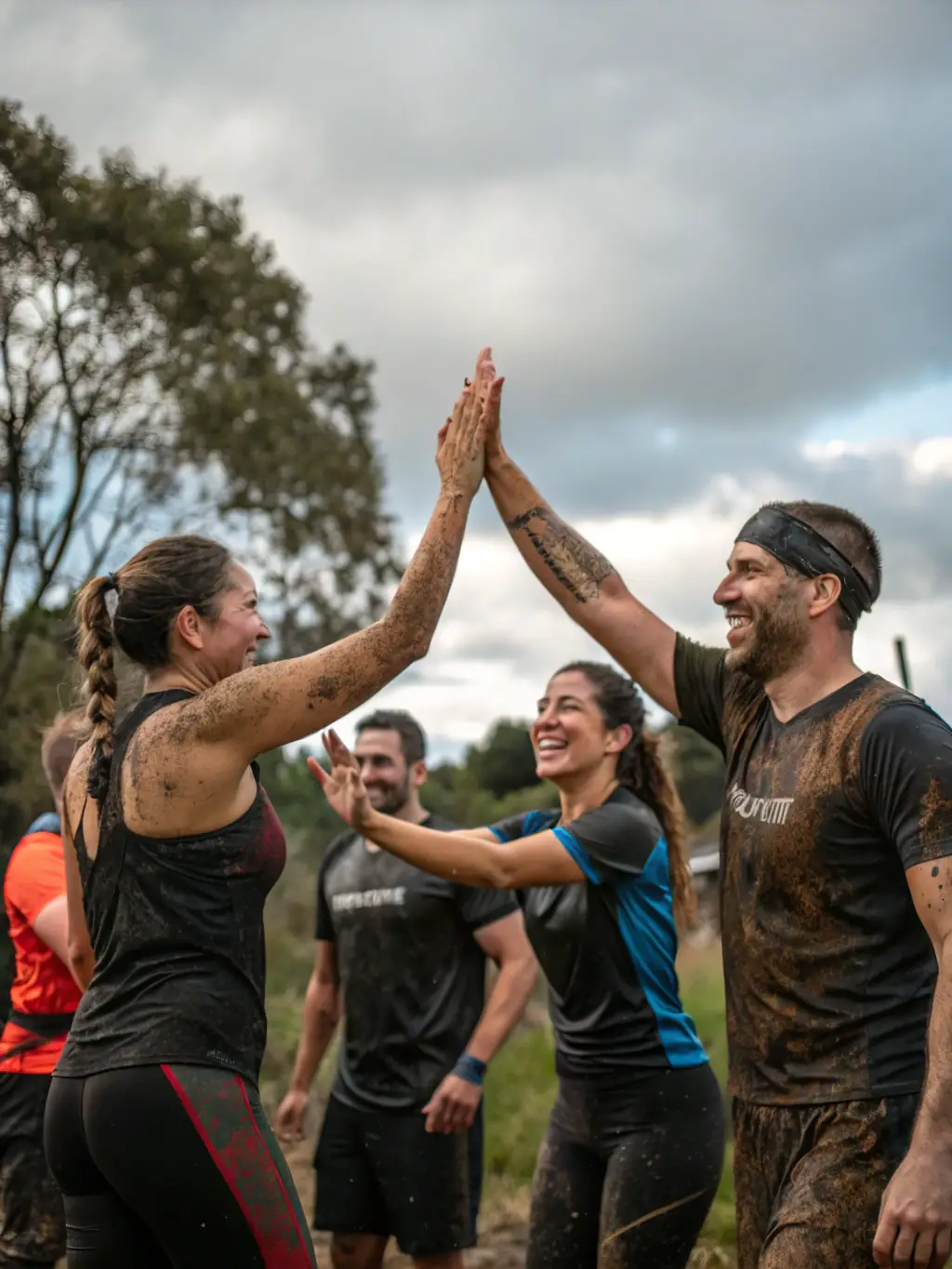 An image of participants smiling and celebrating after completing a team activity, showcasing the joy and satisfaction of participation.